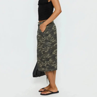 Longline Camo Cargo Shorts with Drawstring Hems
