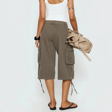 Longline Camo Cargo Shorts with Drawstring Hems