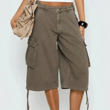 Longline Camo Cargo Shorts with Drawstring Hems