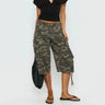 Longline Camo Cargo Shorts with Drawstring Hems