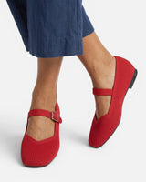 Mary Jane Ballet Flats with Square Toe and Adjustable Strap