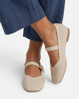 Mary Jane Ballet Flats with Square Toe and Adjustable Strap