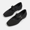 Mary Jane ballet flats with square toe and ribbed mesh upper, front view
