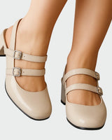 Mary Jane Heels with Double Strap and Slingback