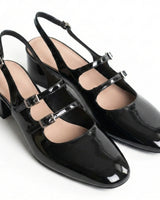 Mary Jane Heels with Square Toe and Double Strap