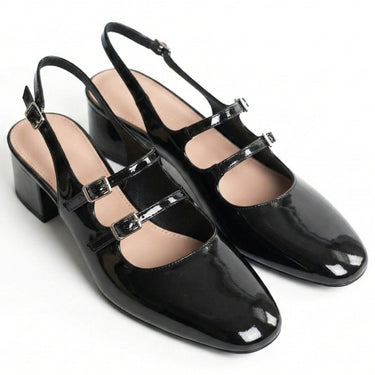 Mary Jane Heels with Square Toe and Double Strap