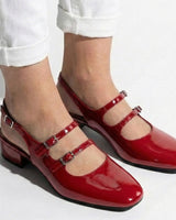 Mary Jane Heels with Square Toe and Double Strap