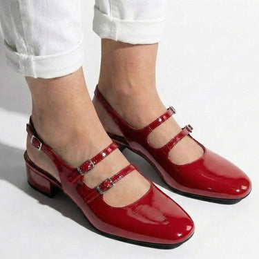 Mary Jane Heels with Square Toe and Double Strap