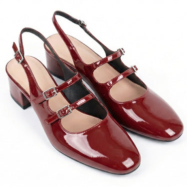Mary Jane Heels with Square Toe and Double Strap