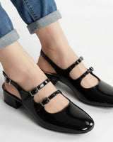 Mary Jane Heels with Square Toe and Double Strap