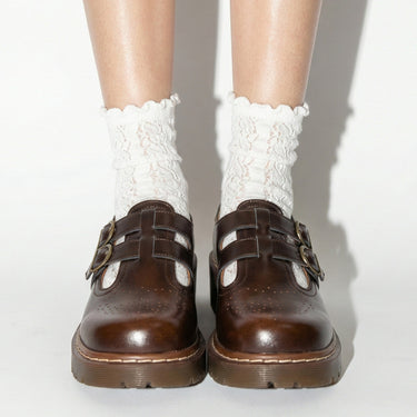 Mary Jane Shoes with Double Buckle Strap