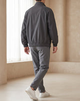 Men's bomber jacket with ribbed cuffs and hem detail, side view