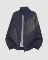 Men's bomber jacket front open showing interior lining