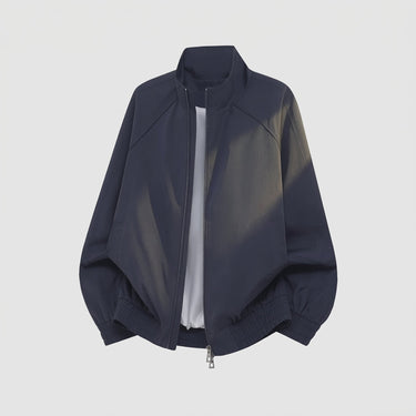 Men's bomber jacket front open showing interior lining