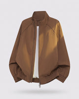 Men's bomber jacket side pocket detail close-up