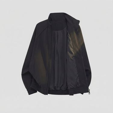 Men's bomber jacket worn in a workwear setting, three-quarter view