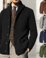 Lifestyle shot of the men's knit cardigan in an everyday casual setting