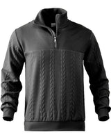 Men's Cable Knit Jumper With Quarter Zip And Mock Neck