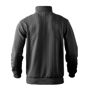 Men's Cable Knit Jumper With Quarter Zip And Mock Neck