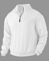 Men's Cable Knit Jumper With Quarter Zip And Mock Neck