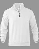 Men's Cable Knit Jumper With Quarter Zip And Mock Neck