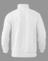 Men's Cable Knit Jumper With Quarter Zip And Mock Neck