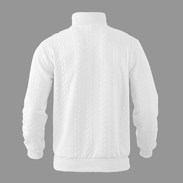 Men's Cable Knit Jumper With Quarter Zip And Mock Neck
