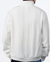 Men's Cable Knit Jumper With Quarter Zip And Mock Neck