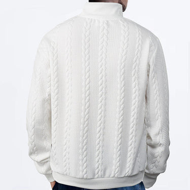 Men's Cable Knit Jumper With Quarter Zip And Mock Neck
