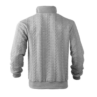Quarter-zip fastening detail at the mock neck collar