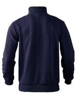 Back view of the men's cable knit quarter-zip jumper