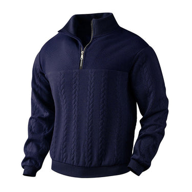 Three-quarter view showing the cable texture and zip detail