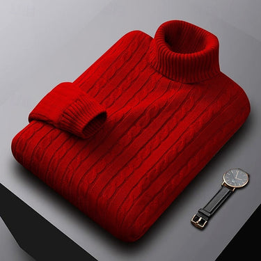 Close-up of cable knit texture on the body of the jumper