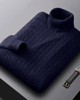Close-up of ribbed turtleneck collar detail
