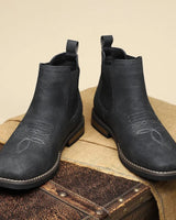 Men's Chelsea Boots With Elasticated Side Panels And Western Stitch Detail