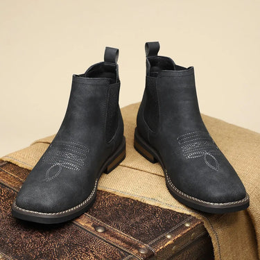 Men's Chelsea Boots With Elasticated Side Panels And Western Stitch Detail