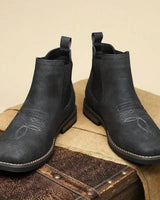 Men's Chelsea Boots With Elasticated Side Panels And Western Stitch Detail