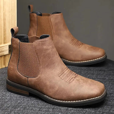 Men's Chelsea Boots With Elasticated Side Panels And Western Stitch Detail