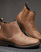 Men's Chelsea boot styled with slim-fit jeans and a shirt