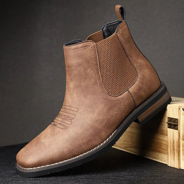 Overhead view of pair of men's slip-on Chelsea boots