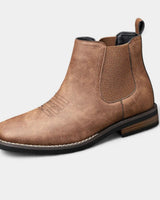 Men's Chelsea slip-on ankle boot with elasticated side panels and western stitch toe cap