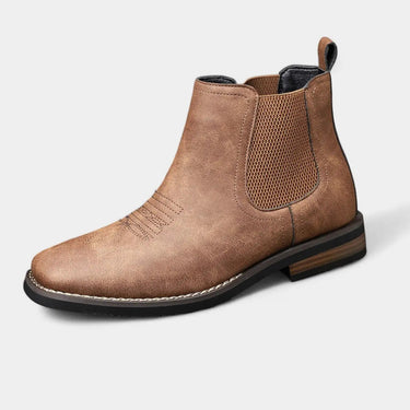 Men's Chelsea slip-on ankle boot with elasticated side panels and western stitch toe cap