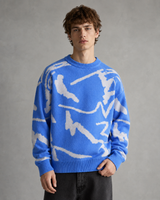 Men's relaxed-fit abstract graphic knit jumper, front view