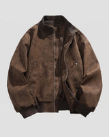 Three-quarter view highlighting the overall bomber shape and collar detail