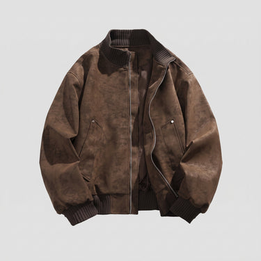 Three-quarter view highlighting the overall bomber shape and collar detail