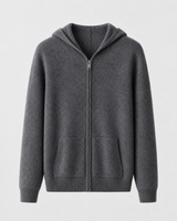 Men's Fine Knit Jumper with Full-Length Zip and Hood