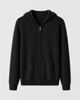Men's Fine Knit Jumper with Full-Length Zip and Hood
