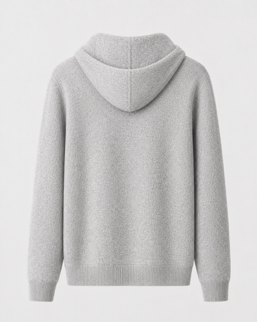 Men's Fine Knit Jumper with Full-Length Zip and Hood