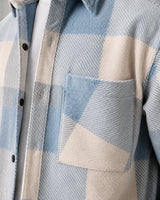 Men's flannel overshirt with buttoned cuffs, detail shot