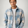 Men's flannel overshirt with plaid check pattern, front view